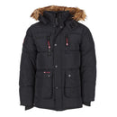 CANADA WEATHER GEAR MEN'S FUR HOODED PUFFER JACKET, BLACK, X-LARGE - Brand New