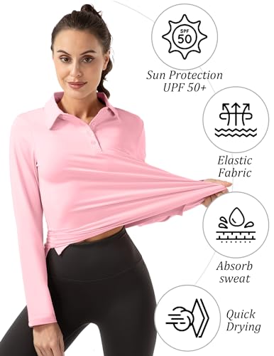 FKEEP WOMEN LONG SLEEVE POLO SHIRT GOLF SPORTSWEAR TENNIS PINK M - Brand New