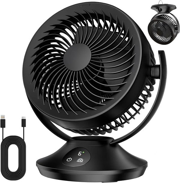 PISLIOU 12000mAh Rechargeable Desk Fan Portable Air Fan-6 Speed - Scratch & Dent