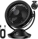 PISLIOU 12000mAh Rechargeable Desk Fan Portable Air Fan-6 Speed SK-103 - Black Like New