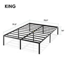 BEST PRICE MATTRESS 14" METAL PLATFORM HEAVY STEEL SLAT MATTRESS KING - BLACK - Like New