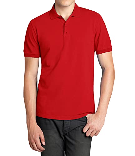 GALAXY BY HARVIC MENS POLO PIQUE SHIRT SIZE 2XL RED MPQ-54RD - Brand New