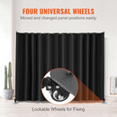 VEVOR ROOM DIVIDER 121.5 X 17.7 X 96.7 IN POLYESTER PANEL WITH WHEELS - BLACK - Like New