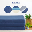 OLEESLEEP TRI-FOLDING MEMORY FOAM TOPPER 4 INCH GEL FOLDING CAMPING - BLUE - Like New