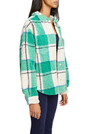 SJB10043 Bandier Sincerely Jules X Aspen Sherpa Jacket Medium Green Plaid - Brand New