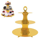 GENERIC 3-TIER CARDBOARD CUPCAKE STAND, 2 PCS ROUND BASED STAND - GOLD - Like New