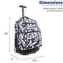 J World Sundance Laptop Rolling Backpack Roller Bookbag with Wheels 20 Inch Camo - Like New