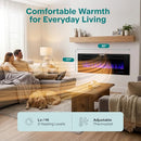 PYLE SERENELIFE 50 INCH ELECTRIC FIREPLACE HEATER LED FLAME SMART WI-FI - BLACK - Like New