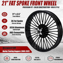 TOFR 21x3.5 Fat Spoke Front Wheel Black For Harley Touring Baggers 09-25 - Brand New