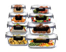 EATEX 8-PACK GLASS FOOD STORAGE CONTAINERS WITH LIDS - BLACK/CLEAR - Like New