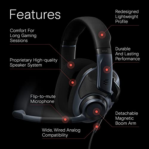 EPOS Gaming Headset with Mic, Open Acoustic, Lightweight, Comfortable - BLACK - Like New