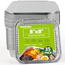 Demiwise Thickened 35 Pack Heavy Duty Aluminum Pans Lids 8x8 Square - Silver - Like New
