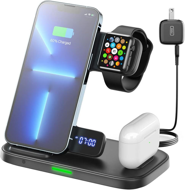 INIU 3 in 1 15W Fast Qi-Certified Phone Wireless Charging Station WI-220 - BLACK Like New