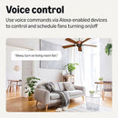 AMAZON BASICS SMART CEILING FAN 4-SPEED, SINGLE POLE, VOICE CONTROL - WHITE - Brand New