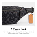 CR785 COACH MEN'S CHARTER BELT BAG 7 BLACK DENIM - Brand New