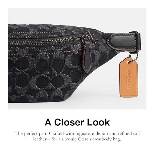 CR785 COACH MEN'S CHARTER BELT BAG 7 BLACK DENIM - Brand New