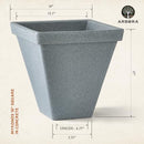 ARBORA 16" Mykonos Square Polyresin Indoor and Outdoor Planter, CST20WGG - Like New