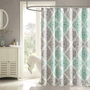 MADISON PARK SHOWER CURTAIN, CASUAL DIAMONDS  MODERN - AQUA - Like New