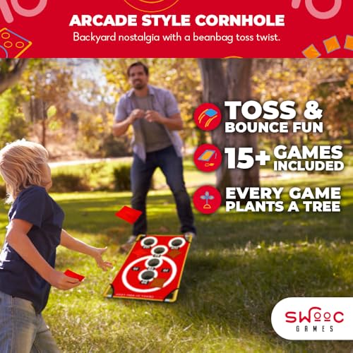SWOOC GAMES - CONEY ISLAND TOSS™ ARCADE STYLE CORNHOLE BOARD - RED - Like New