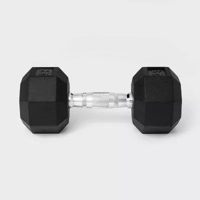ALL IN MOTION HEX DUMBBELL 25LBS - BLACK/CHROME - Like New