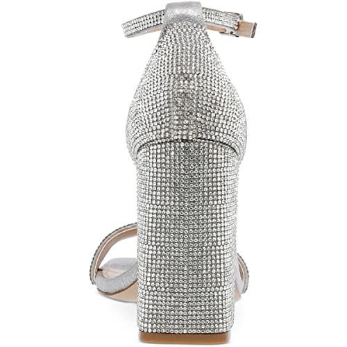 STEVE MADDEN WOMEN'S TIAA HEELED SANDAL - SIZE: WOMEN 7.5 - RHINESTONE - Like New