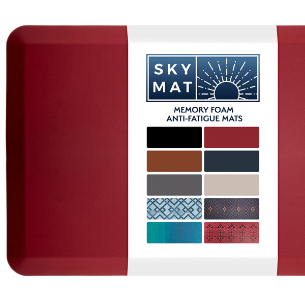 SKY SOLUTIONS ANTI FATIGUE MAT 3/4" CUSHIONED DESK & GARAGE 24" X 70" - BURGUNDY - Like New