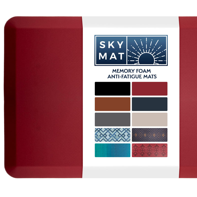 SKY SOLUTIONS ANTI FATIGUE MAT 3/4" CUSHIONED DESK & GARAGE 24" X 70" - BURGUNDY - Like New