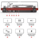Turntables Belt-Drive Record Player Wireless Output 33&45 RPM B0C53CCFYS - Red - Brand New