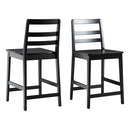 Walker Edison 2-Piece Modern Solid Wood Ladder-Back Stool Set of 2 Black - Brand New