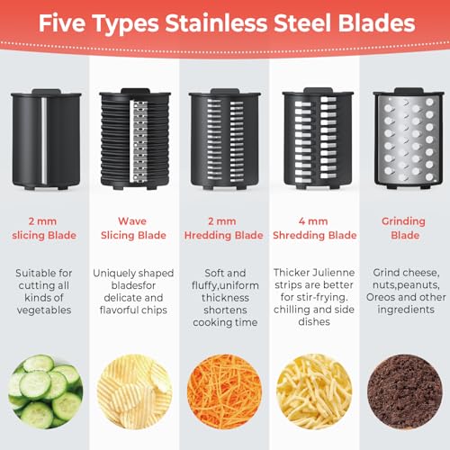 XGOBHC Electric Grater & Salad Maker with 5 Replaceable Stainless Blades -Silver - Like New