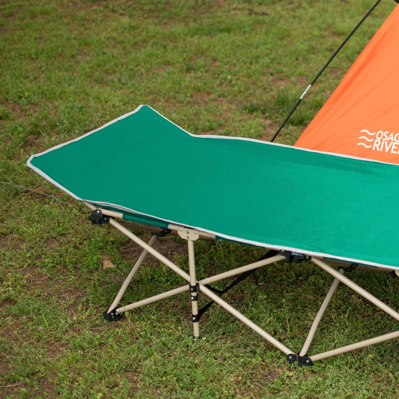 OSAGE RIVER CAMPING COT FOR ADULTS - RATED FOR 300 LBS - MINT GREEN - Like New