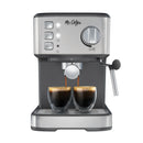 Mr. Coffee Compact Espresso Maker Machine Steam Wand 15-Bar Pump - Silver - Like New