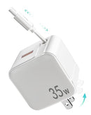 GLILAVOX RETRACTABLE WALL CHARGER 35W PD FAST USB C CABLE - WHITE - Like New