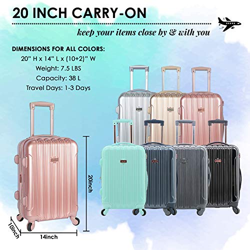 KENSIE WOMEN'S ALMA LUGGAGE SET, 20" CARRY-ON, MIDNIGHT BLUE - MIDNIGHT BLUE - Brand New