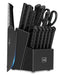 HUNTER Dual Knife Sets for Kitchen with Block, 15 Pieces CGRectSZ-10 - BLACK - Like New