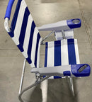 RIO BEACH RIO BRANDS 17" EXTENDED HEIGHT 4-POSITION FOLDING BEACH - BLUE WHITE - Like New