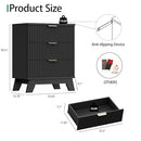 XIXINI FLUTED NIGHTSTAND 24" WIDE SIDE TABLE 3 LARGE STORAGE DRAWERS - BLACK - Like New