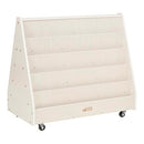 ECR4KIDS DOUBLE-SIDED MOBILE WOODEN BOOK DISPLAY AND STORAGE - WHITE WASH - Like New