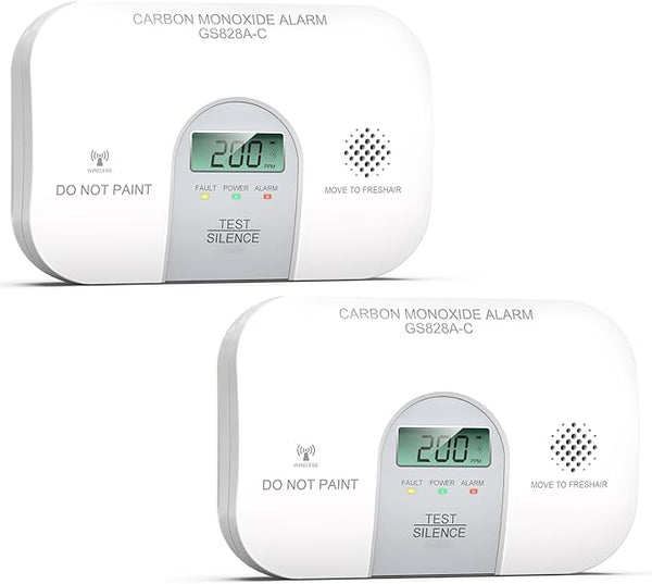 Siterwell Wireless Interconnected Carbon Monoxide Detectors LCD 2-Pack - White Like New