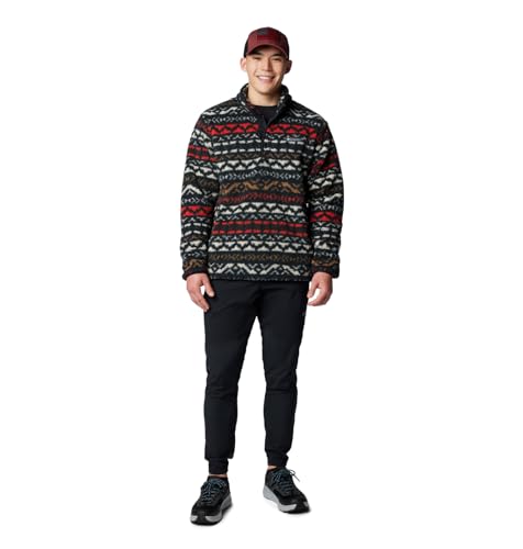 COLUMBIA MEN'S RUGGED RIDGE HALF SNAP FLEECE - SIZE LARGE - BLACK-MADRAS-MULTI - Like New