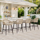 COZYMAN OUTDOOR BAR STOOLS SET OF 2, 26.8" H RATTAN OUTDOOR COUNTER - BLACK - Like New