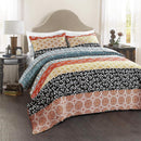 Lush Decor Bohemian Stripe Reversible Cotton Quilt Set, 3 Piece Set, King - Like New