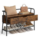 VASAGLE SHOE STORAGE BENCH WITH SEATING LSB151K01 - Rustic Brown/Ink Black - Like New
