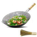Ieoke Wok Pan 14.4in Round Bottom Wok Traditional Hand Hammered Uncoated - Brand New