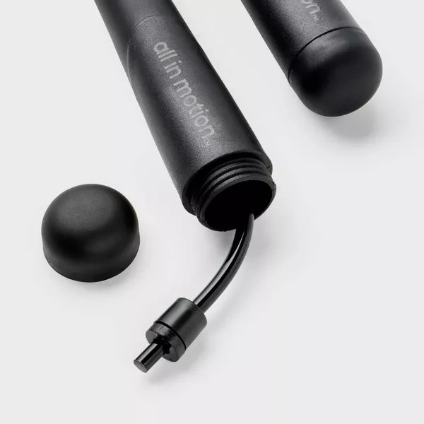 ALL IN MOTION 11.9" ROPELESS JUMP ROPE POLYPROPYLENE, TPR HANDLES - BLACK - Like New