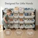 HUMBLE CREW KIDS TOY ORGANIZER WITH 20 BINS, 4 TIER STORAGE - WHITE/ESPRESSO - Like New