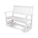 SHINE COMPANY TORREY OUTDOOR WOOD PATIO GLIDER BENCH, 2-SEATER LOVESEAT - WHITE - Like New