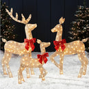 Best Choice Products 4ft 3-Piece 2D Lighted Christmas Deer Family Set - Gold - Brand New