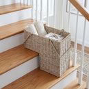 Lavish Home 14" Wicker Staircase Basket Handles Handmade L-Shaped - Natural - Brand New