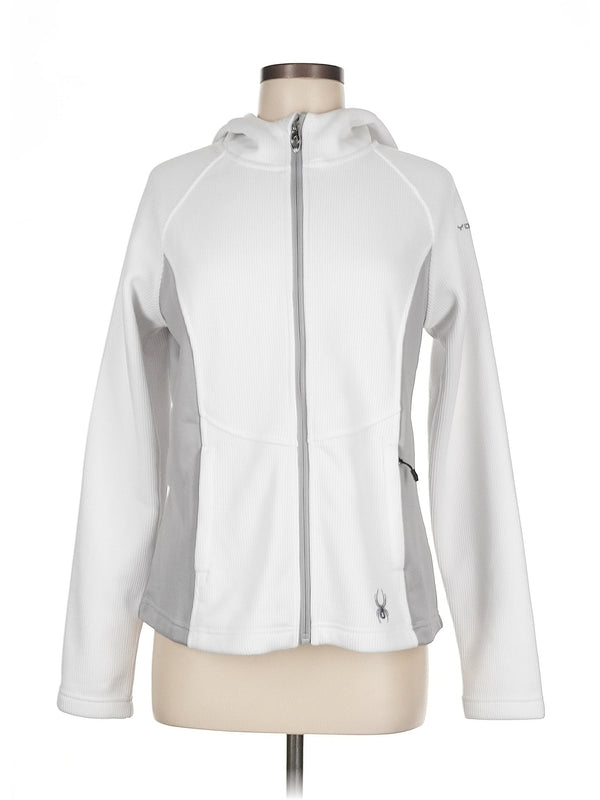 SPYDER WHITE ZIP-UP HOODIE, FITTED - SIZE: WOMEN MEDIUM - WHITE - Like New